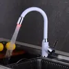 Rubinetti per lavabo da bagno Lampada a nastro luminosa a LED in vernice bianca Cucina e rubinetto nero freddo Miscelatore monoforo girevole Energia idroelettrica