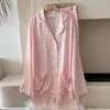 Women's Sleepwear 2023 Long Sleeved Ostrich Feather Pajamas For Women Luxury Home Clothes Pink Plaid