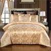 Bedding sets European style satin jacquard beding set luxury Solid color Textile duvet cover set king size Double bed bedspreads be39 230605