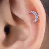 Nose Rings Studs 1PC G23 Steel 16G CZ Gem Moon Labret Lip Bar Ring Crystal Flower Ear Cartilage Tragus Helix Piercing Screw Fit Top 16g 230605