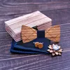 Laço amarra linbaiway lay for masculk wood lenço de madeira lenço de punhos de broche de brooch conjunto manual de madeira manual de madeira corsagem de bolso de madeira