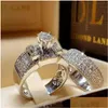 Anneaux De Mariage Diamant Combinaison Bague Ensembles De Fiançailles Knuckle Band Pour Les Femmes De Mode Bijoux Cadeau Drop Delivery Dhnvs