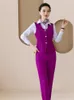 Dwuczęściowe spodnie damskie kobiety 2 spodni i najlepsze zestawy robocze garnitury biznesowe mundur mundur styl mody granatowy kamizelka kobiet kamizelka
