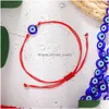 Charm Bracelets Turkish Evil Blue Eye For Women Handmade Braided Rope Lucky Jewelry Red Bracelet Female Drop Delivery Dhf8Y