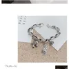 Charm Bracelets Sier Vintage Horse Dollar Fish Head Pendant Chain Bracelet Feminino Design Único Moeda Moeda Atacado Drop Delivery Dh3Ra