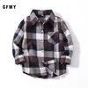 Conjuntos de ropa GFMY primavera otoño 100 % algodón de manga larga para niños camisa a cuadros de moda para niños 2T-14T ropa informal para niños grandes abrigo de primavera 230605