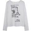 T-shirt da donna Y2k Abbigliamento Estetico Primavera e autunno Stampa di lettere bianche Manica lunga Bottoming Donna Kawaii Abbigliamento donna Stile coreano 230606
