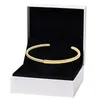 Luxury Golden Cuff Open Bangle för Pandora Signature I-D Armband Set Designer Jewelry for Women Girl Gift Wedding Party Gold Armband med originallåda