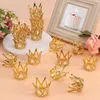 Andra evenemangsfestleveranser 10 datorer Tiny Baby Small Tiara Crown Gold Mini Crown Cake Topper för blommaarrangemang Dusch Birthday Wedding Decor 230605