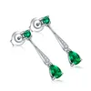 Stud Oorbellen Vintage Sieraden 925 Sterling Zilver Lab Grown Zambia Emerald Dangle Drop Verklaring Gesimuleerde Diamanten