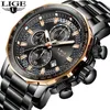 Relogio Masculino Lige New Sport Chronograph Mens Watches Top Brand Luxury Full Steel Quartz 시계 방수 Big Dial Watch Men 230605
