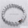 Beaded Black White Natural Stone Bead Armband med 26 bokstäver AZ DIY Friendship Par Kids Family Gift Drop Delivery Jewelry Dhhqx