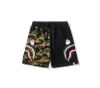 New A Bathing A Ape Shorts de sport décontractés à coutures tête de requin camouflage double face pour hommes d'été