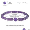 Charm-Armbänder Natürliches Amethyst-Armband Lange quadratische Edelsteine Heilkristall Stretch-Perlen-Edelstein Unisex-Tropfenlieferungsschmuck Dhi6R