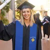 Sciarpe Graduation Sash Bandiera del Kosovo Sciarpa Scialle Stola Blu zaffiro con nastro accessorio per abito da scapolo a strisce stellari 180 14 cm