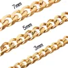 Chains 3/5/7mm Wide Hip-Hop Curb Cuban Link Chain Bracelet Gold Color Stainless Steel Necklace For Men Women Fashion Jewelry