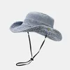 Шляпа шляпы широких краев весна 2023 г. Джинсовая сплошная ведро рыбак на открытом воздухе Шляпа для мужчин и женщин 116 G230603