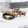 Charm Armbanden Colorf Weave Mti Layer Wrap Houten Kralen Verstelbare Armband Polsband Bangle Manchet Vrouwen Mannen Mode-sieraden Zal En Dhtj9