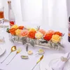Vazen vazen ​​22 gaten helder acryl bloem vaas rechthoekig voor eettafel bruiloft decoratie roze geschenkdoos met lichte desktop home dec
