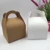 50pcs 10x10x14.5cm gros Kraft faveurs de fête de mariage coffrets cadeaux chocolats vierges/gâteau/nourriture faite à la main/boîte à bonbons boîte de rangement en papier