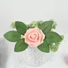 Kwiaty dekoracyjne 80/200 szt. Fałszywe liście do róży dekoracje luzem zielona róża z łodygami DIY Wedding Bouquets impreza
