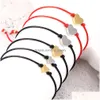 チャームブレスレット2pcs/set heart one for you and me black red string braiding couple bracelet men wish wish card drop derviricy jewelry dhiww