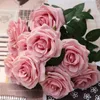 Fleurs décoratives Rose Artificielle Bouquet De Soie 10 Grosse Tête 11 Couleur Faux Pour La Maison De Mariage Décoration Intérieure