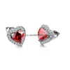 Charm Cubic Zircon Heart Stud Pendientes Love Red Green Purple Crystal Ear Rings Studs para mujer Joyería de moda Will y Sandy Drop De Dh8Fy