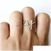 Band Rings 26 Az English Initital Ring Sier Gold Letter Women Fashion Jewelry Gift Will And Sandy Drop Delivery Dhqlx