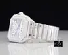 Andra klockor anpassade DIGN VVS Moissanite Diamond Skeleton Watch Bezel Set Moissanite Watch Luxury Bust Down Watch Handmade Hip Hop Jewelry J230606