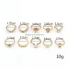 Band Rings Boho Vintage Gold Star Knuckle Ring for Women Crystal Crescent Geometric Female Finger Set Jewelry 2022 Drop Delivery Dhdy7