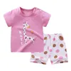 Clothing Sets Toddler Baby Girl Clothing Sets Tshirts Pants Suit Kids Short Sleeve For Summer Outfits Baby Children Costume Girls 0-6 Pajamas 230605