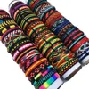 チェーン30PCS/パック卸売バルクロットミックススタイル編組編みEthinc Tribal Leather Cuff Bracelets Men's Women's Jewelry Party Gifts MX4 230606