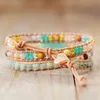 Chain Exquisite 3 Strand Leather Wrap Bracelets Natural Gems Stones Handmade Beaded Cord Braclet Homme Women Boho Jewelry Bijoux 230606