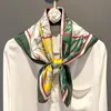 Sarongs White Silk Scarves for Women Luxury Brand Fashion Designer Head Scarf 7070cm Bandana Cheveux Hair Band Foulard Neckerchief 230605