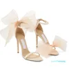 Designer -Wedding Shoes Bow -embelled Sandals Shoes Strappy Women High Heels