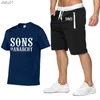 Abito da uomo estivo SOA Sons of anarchy Abbigliamento stampato Abbigliamento sportivo Completo da uomo T-shirt in cotone a maniche corte Pantaloncini Set da 2 pezzi L230520