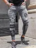 Mens Jeans Uomo Skull Hip Hop Pantaloni sping Lettera Stampata Grigio Skinny elasticità Matita homme Causale grigio Denim Streetwear 230606