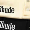 Мужские рубашки Rhude с вышивкой, черные хлопковые рубашки с короткими рукавами в американском стиле, модные большие размеры с круглым вырезом Sunsetins Mountain с коротким рукавом, высокое качество