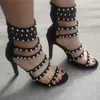 Sandaler Rom Women High Heels Shoes Crystal Sexy Summer 2023 Zipper Party Stilettos Designer Brand Dress Pumps Zapatos