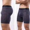 Underpants Men Ice Silk Boxer Briefs Long Leg Lingerie Mens Breathable Underwear With Open Pouch Swimwear Transparent Shorts Panties