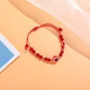 Turkish Evil Eye Bracelet Hand Woven Crystal Bead Blue Red Eye Lucky Bracelet Friendship Jewelry