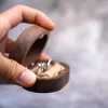 Sacchetti per gioielli Custodia per anello di fidanzamento in legno di noce nera Custodia per custodia Proposta di matrimonio L'imballaggio regalo retrò può essere personalizzato