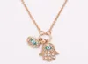 Luxury Desing Womens Holiday Gift Gold Plated Eye Hamsa Pendant Necklace with Rhinestone7162875
