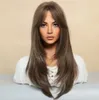 女性用の25インチゴールデンロングヘアウィッグミドルパーツフルキャップ