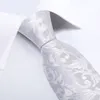 Gravatas DiBanGu Designer Branco Cinzento Laço Mens Hanky Abotoaduras Set Gravatas De Seda Para Homens Festa De Casamento Gravata De Negócios 230605