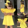 Mädchen Kleider Sommer Kleinkind Kinder Baby Mädchen Casual Kleider Kleidung Fly Ärmel Solide Bogen Kleid Kleidung Kleider Prinzessin Kleid 230606