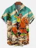 Men's Casual Shirts Neon Light Love And Peace Hippie Symbols Printing Short Sleeve Shirt Hawaiian