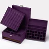 Sieradendozen Premium 3-laags Flanel Sieraden Organizer Box Kettingen Oorbellen Ringen Opbergdoos Grote Capaciteit Met Slot voor Vrouwen 230606