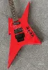 Electric Gutiar Red Color Reversed Headstock Shape Right Hand Body SH Pickups Black Parts With Double Locking Tremolo